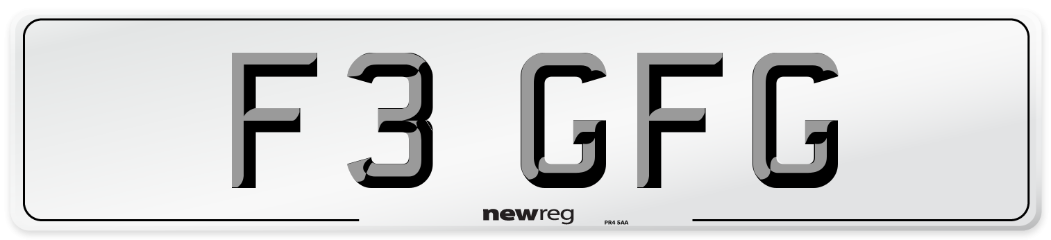 F3 GFG Number Plate from New Reg